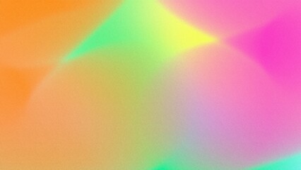Abstract flat style Vintage glowing neon soft blur defocused noise grainy freeform gradient background Dark orange, Lemon lime, Spring bud, Electric blue, pink mid century modern colors copy space
