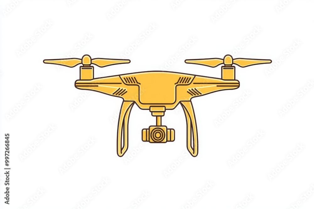 Poster yellow vector illustration of a drone with extended propellers capturing the modern design and effic