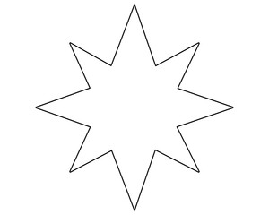 Eight-pointed star sketch - vector linear image for logo, pictogram or coloring. Outline. Star symbol or icon
