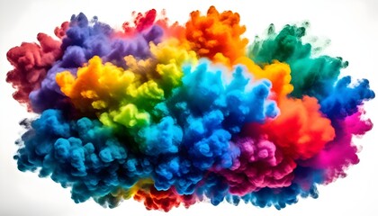 Fototapeta premium abstract smoke cloud with rainbow hues on white backdrop