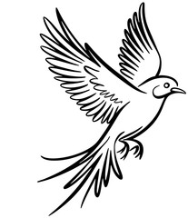 Fototapeta premium Elegant Line Art of Flying Bird Vector Illustration for Design and Decor Projects