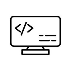  Computer Monitor with Coding Symbols Vector for Web Development and Programming