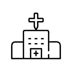 Obraz premium Hospital Building with Cross Sign Vector for Medical and Healthcare Use