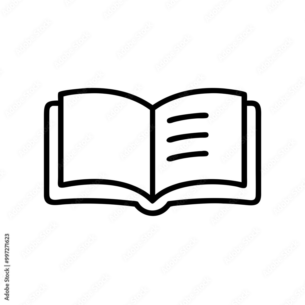 Poster open book outline vector symbol of knowledge and learning for educational material