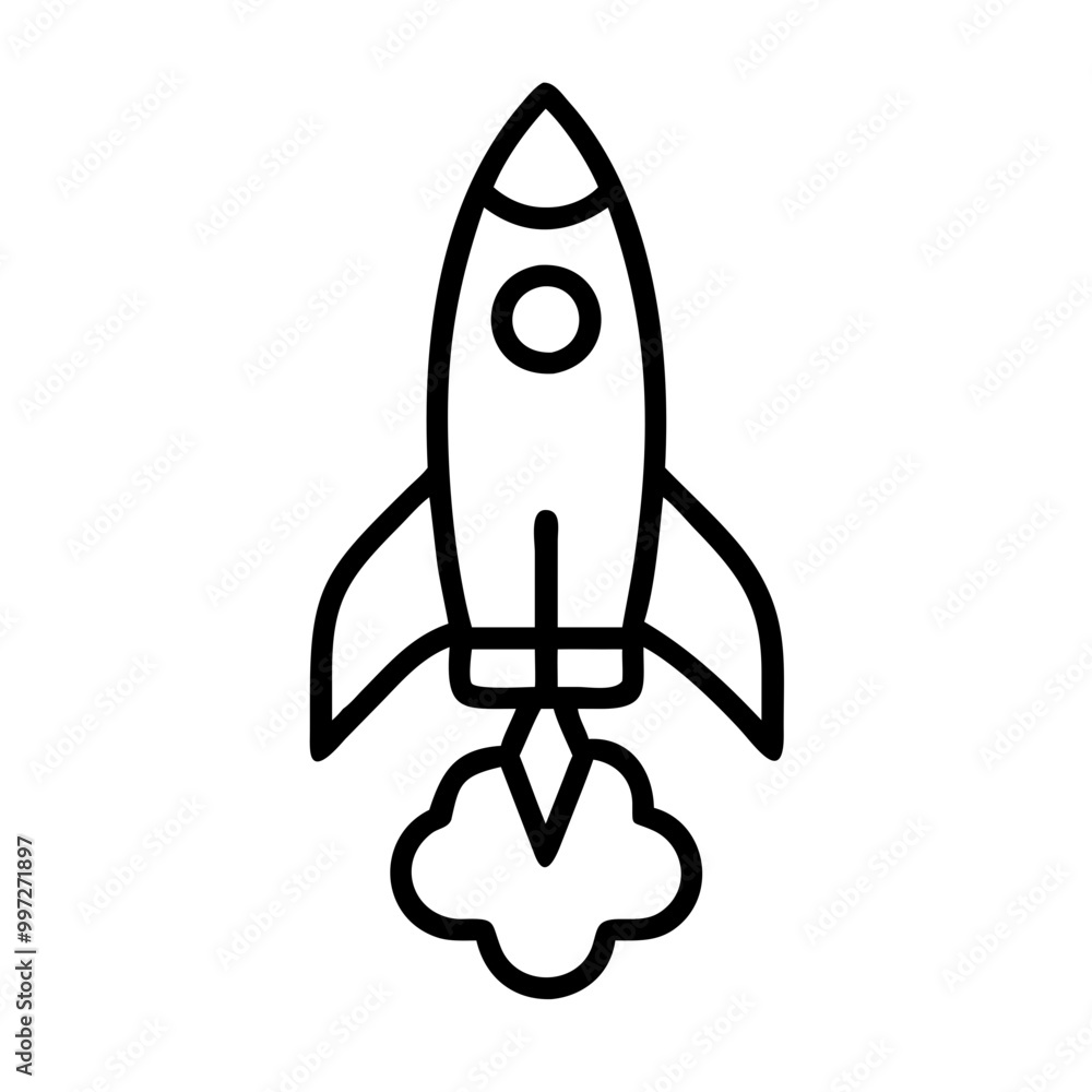 Poster rocket launch vector for innovation and startup concepts