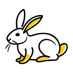 Fototapeta premium Simple Vector Illustration of Gray Rabbit with Yellow Highlights