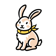 Obraz premium Cute Bunny Illustration with Yellow Bandana Vector Art for Kids and Nature Themes