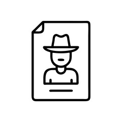 Fototapeta premium Mysterious Fedora Hat Profile Outline on Document Page Vector Illustration