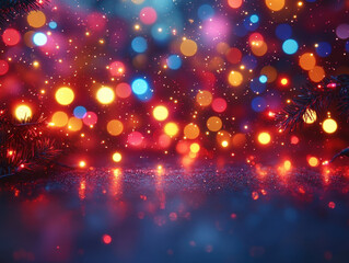 Fototapeta premium Abstract Colorful Cristmas Light Bokeh Backrground Whith De Focused Lights And Copy Space