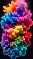 Fototapeta premium enchanting thermochromic cloud with colorful gradient on dark