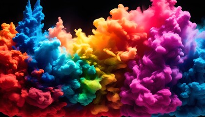 Obraz premium rich and colorful thermochromic smoke dancing on black background