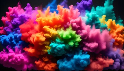 Fototapeta premium colorful mist of thermochromic pigments illuminating a dark scene