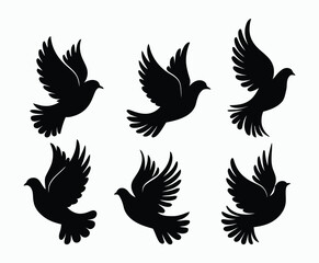 Fototapeta premium Dove silhouette EPS vector isolated illustration template on a white background