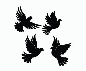 Obraz premium Dove silhouette EPS vector isolated illustration template on a white background