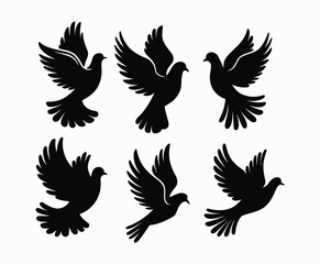Obraz premium Dove silhouette EPS vector isolated illustration template on a white background