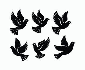 Obraz premium Dove silhouette EPS vector isolated illustration template on a white background