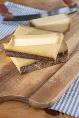 French aged in caves cheese Comte, made from unpasteurised cow milk Prestige,  Vieille Reserve close up