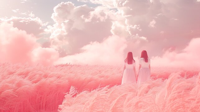 Soft Focus Illustration Japanese Coming of Age Day where participants walk through a field of glowing grass the soft light illuminating their journey symbolizing the path they will create in life