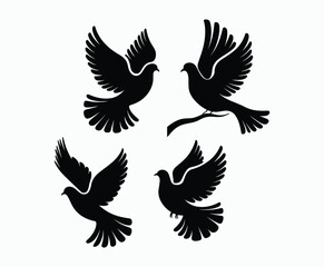 Fototapeta premium Dove silhouette EPS vector isolated illustration template on a white background