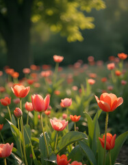 Fototapeta premium red and yellow tulips