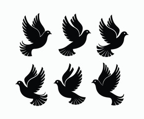 Dove silhouette EPS vector isolated illustration template on a white background