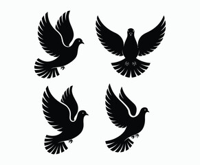 Fototapeta premium Dove silhouette EPS vector isolated illustration template on a white background