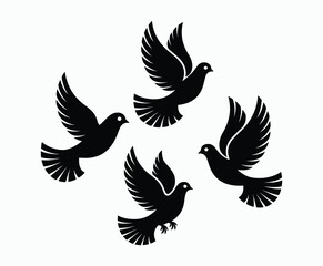 Fototapeta premium Dove silhouette EPS vector isolated illustration template on a white background