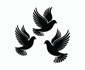 Obraz premium Dove silhouette EPS vector isolated illustration template on a white background