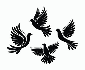 Obraz premium Dove silhouette EPS vector isolated illustration template on a white background