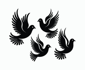 Obraz premium Dove silhouette EPS vector isolated illustration template on a white background