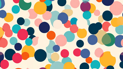 An illustration of a playful polka dot pattern with a variety of bright and fun colors.