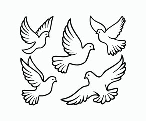 Obraz premium Dove silhouette EPS vector isolated illustration template on a white background