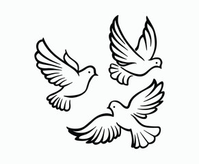 Obraz premium Dove silhouette EPS vector isolated illustration template on a white background