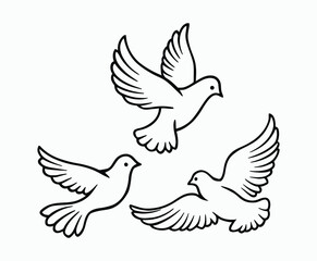 Obraz premium Dove silhouette EPS vector isolated illustration template on a white background