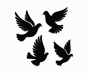 Obraz premium Dove silhouette EPS vector isolated illustration template on a white background
