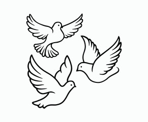 Obraz premium Dove silhouette EPS vector isolated illustration template on a white background