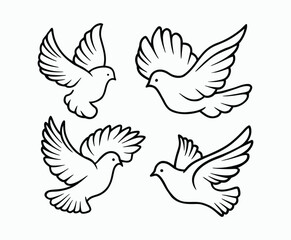 Dove silhouette EPS vector isolated illustration template on a white background