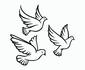 Obraz premium Dove silhouette EPS vector isolated illustration template on a white background