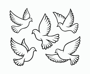 Obraz premium Dove silhouette EPS vector isolated illustration template on a white background