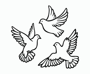 Obraz premium Dove silhouette EPS vector isolated illustration template on a white background