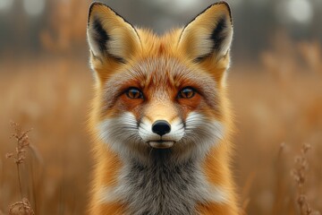 Fototapeta premium Close Up of a Red Fox with Vivid Orange Fur in Natural Habitat