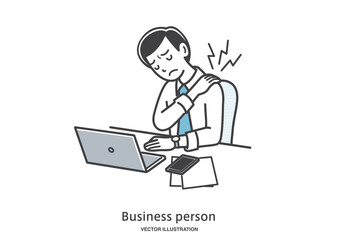 パソコン作業中に肩こりが辛い男性会社員