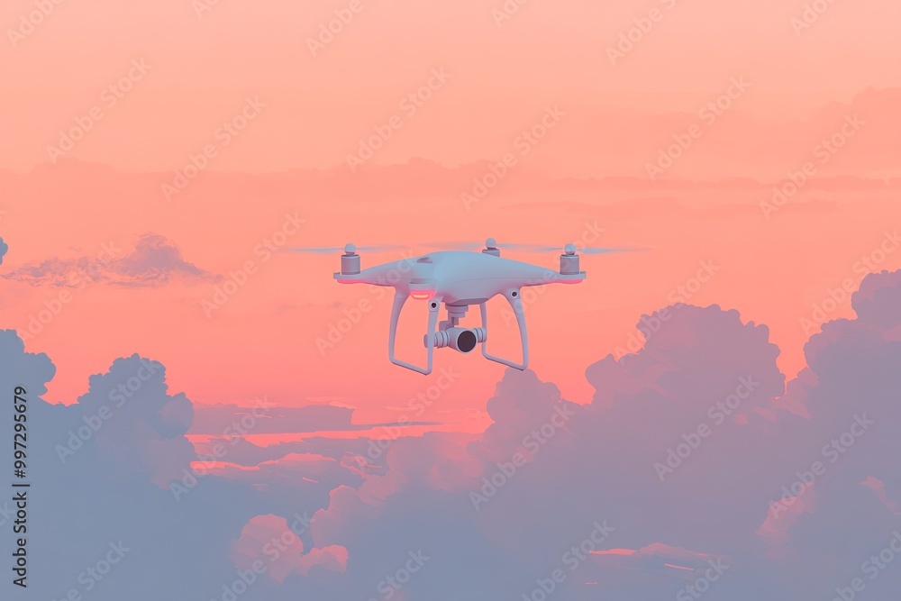 Poster drone hovering against a clear blue sky symbolizing uav technology for efficient and secure deliveri