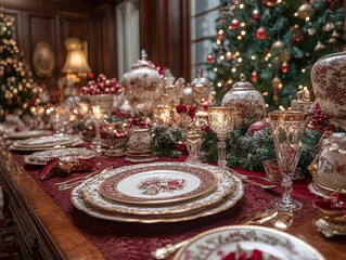 Elegant Christmas dining room decor photos showcasing festive table settings and holiday decorations