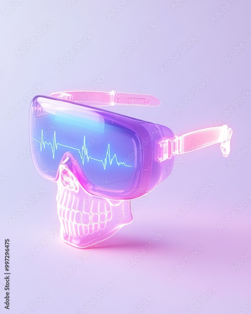 Poster futuristic wearable health monitor with realtime data displayed holographically