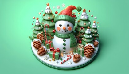 Festive snowman with snowflakes in the Christmas spirit,generative ai