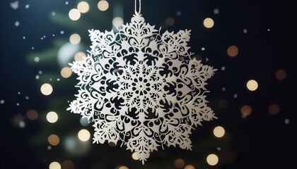 Fototapeta premium Christmas snowflake in paper style, snowflake illustration,generative ai
