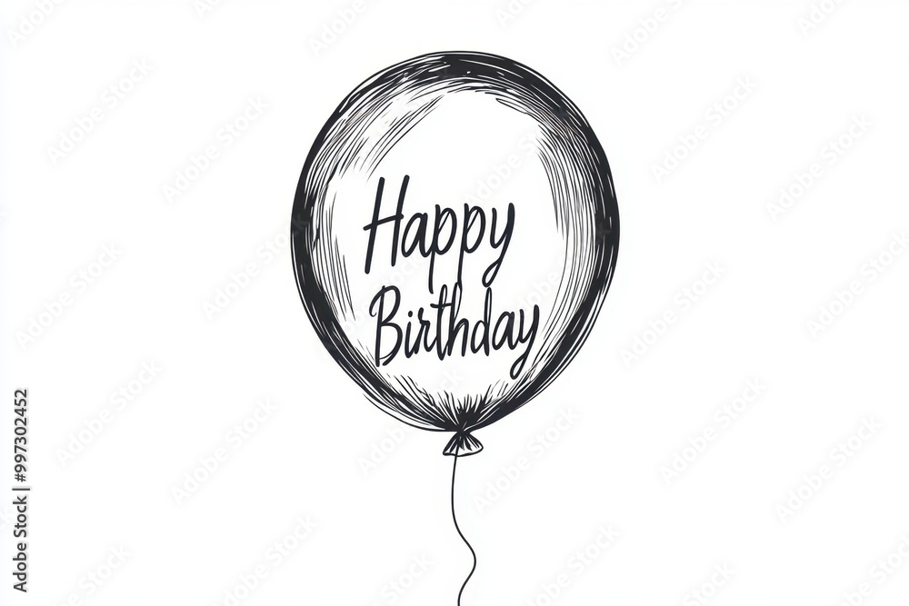 Poster simple line drawing of a balloon with the word 