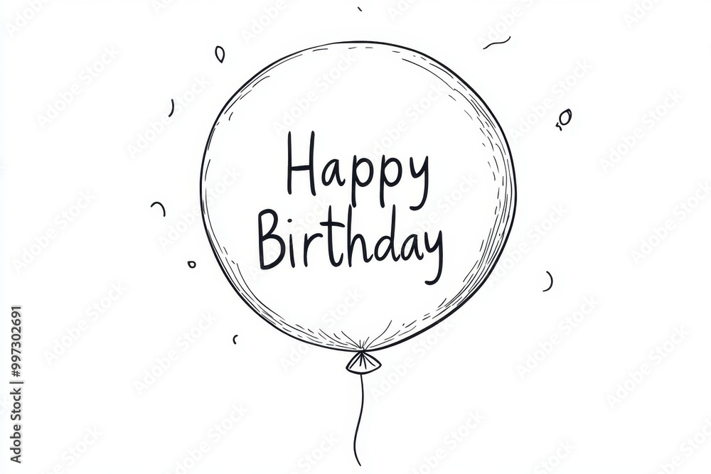 Poster simple line drawing of a balloon and the text 