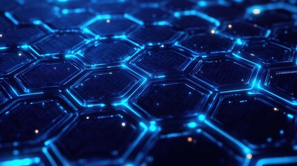 Fototapeta premium Futuristic hexagonal pattern with glowing elements.